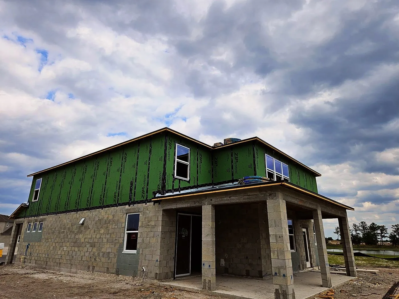 ZIP System sheathing across the elevation of a Central Florida home